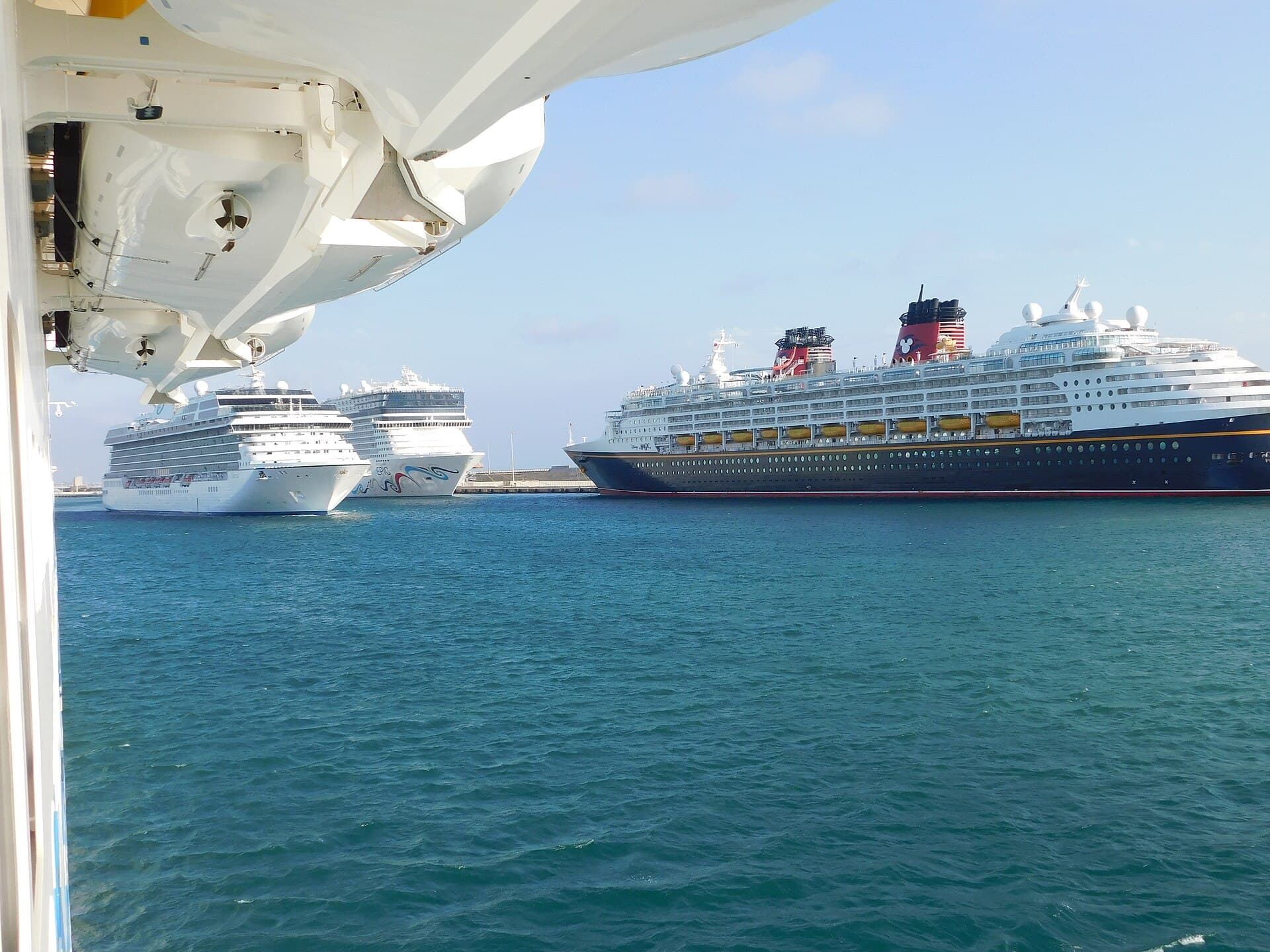 Ships in the harbour of Civitavecchia, Italy.