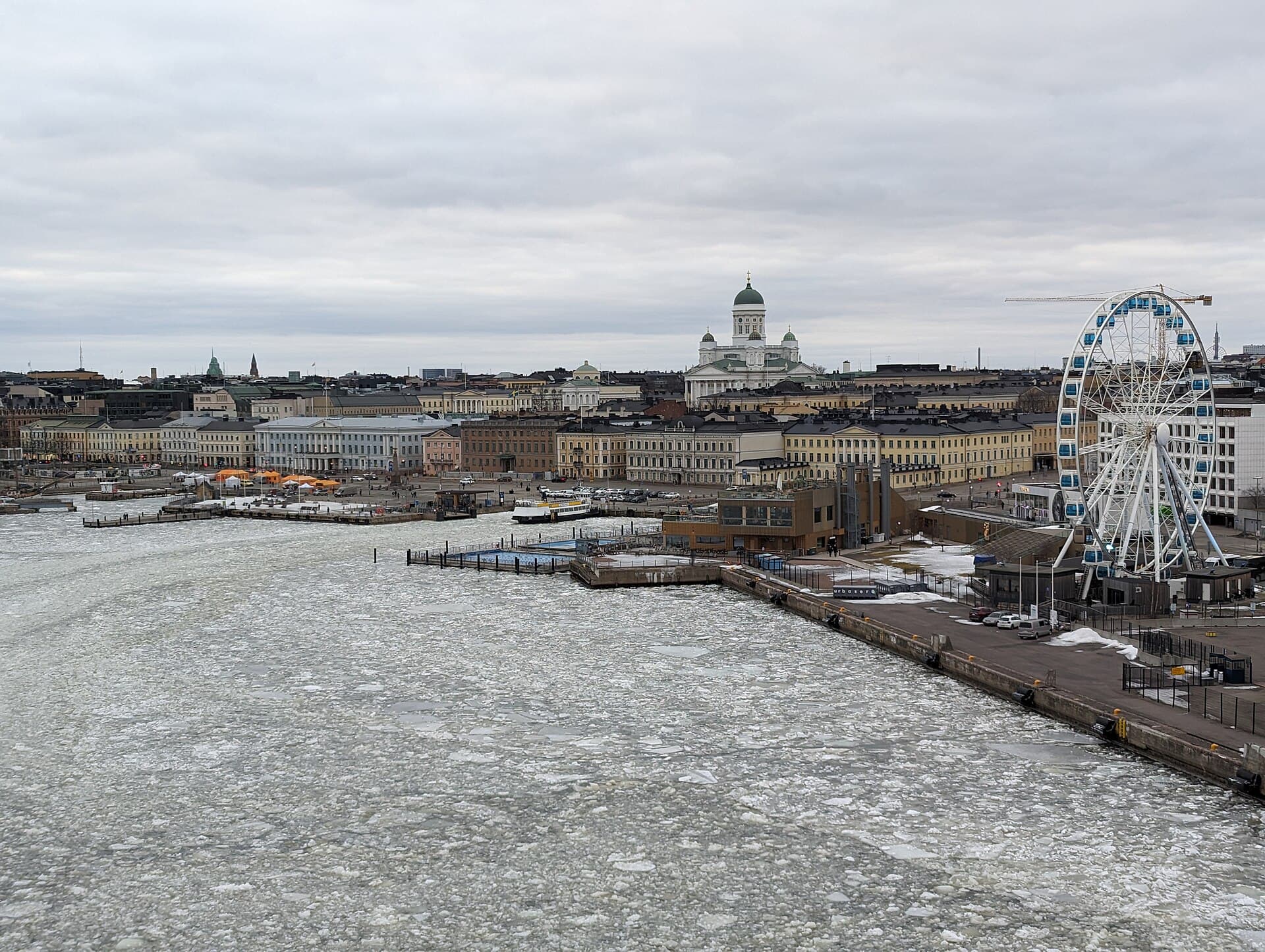 Helsinki South Harbour with ships at the quay.