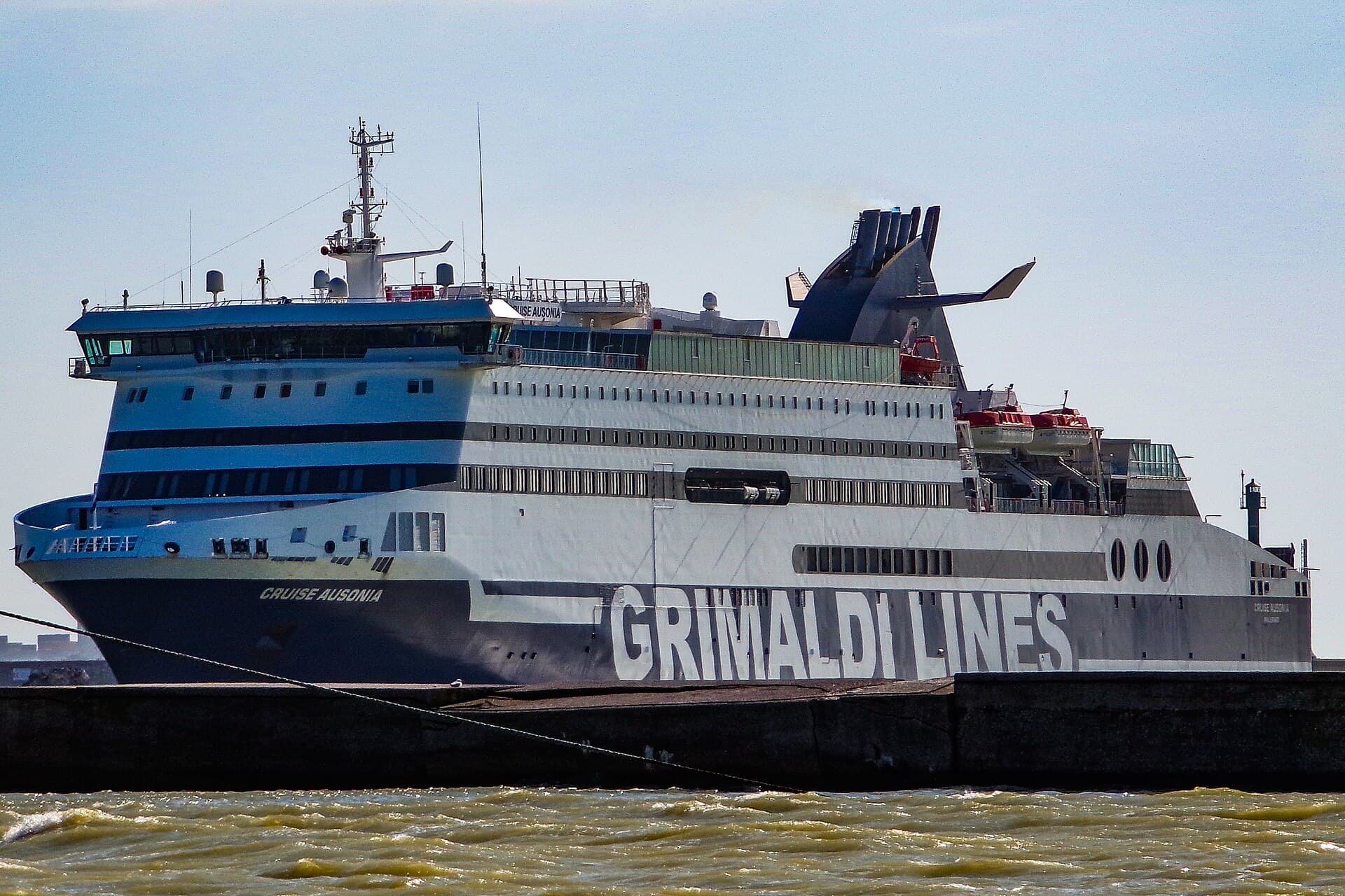 A cruise ship at the port of Livorno, Italy.
