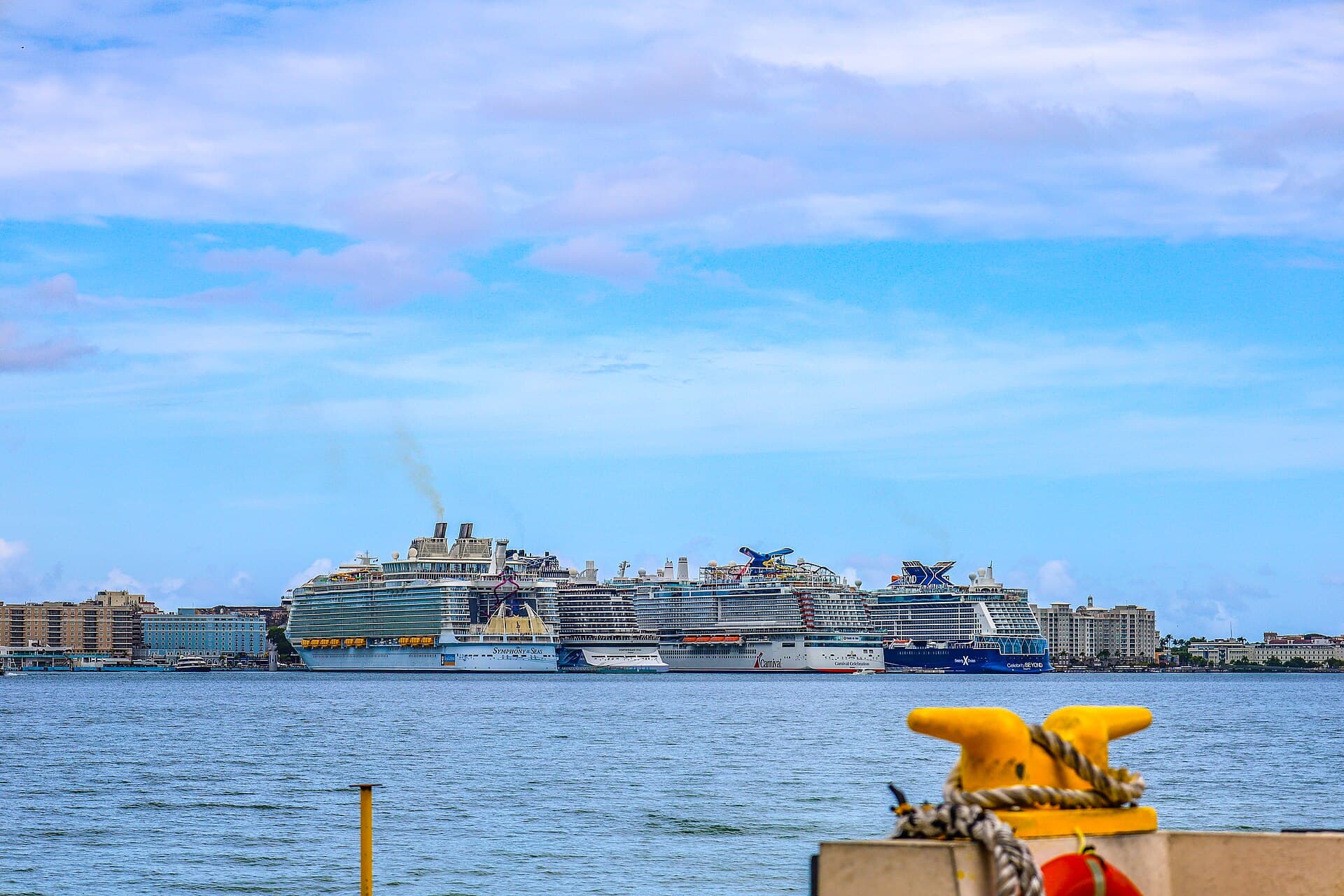 Cruise ships docked at the Old San Juan cruise port in Puerto Rico.
