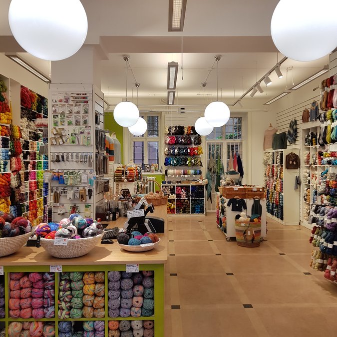 Interior of Litet Nystan yarn shop in Stockholm.