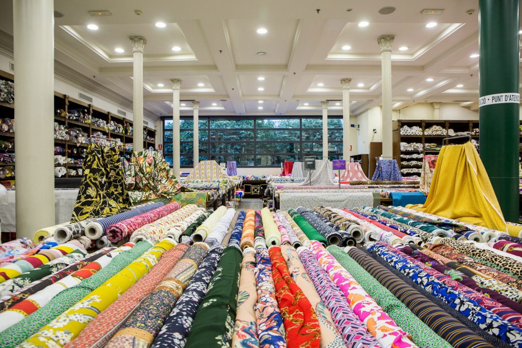 Ribes and Casals Barcelona fabric store.